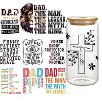 Autocollants UV personnalisés à transfert pour verres et tasses – Motifs « Papa » à forte adhérence – Designs UV à transfert pour mugs