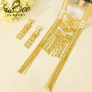 Ensemble de bijoux en alliage de titane personnalisé, imperméable et résistant au ternissement, couleur or 24 carats, style africain, pour femmes nigérianes, pour fiançailles et fêtes. - Product Image 2