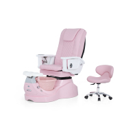 Kangmei Vente en gros Mobilier de salon de manucure moderne et luxueux, Fauteuil de pédicure rose royal avec spa pour les pieds à jets magnétiques sans tuyauterie et fonction massage