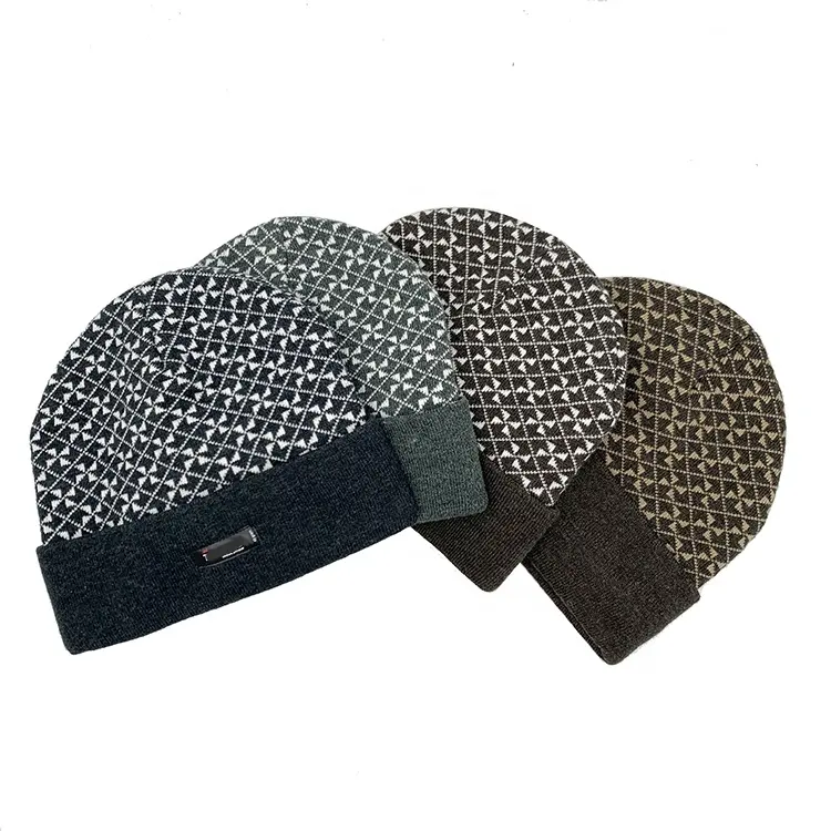 Sang Trọng Beanie Lông Cừu Lót Mềm Mại Ấm Áp Mũ Trượt Tuyết Jacquard Tùy Chỉnh Toque Cap Cuff Beanie Người Đàn Ông Phụ Nữ Người Lớn Dày Của Nam Giới Đan Unisex