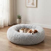 Coussin pour animaux de compagnie en peluche shaggy, ovale, pour chien et chat, 70 x 70 cm, fauteuil en fausse fourrure pour toutes les saisons