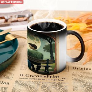 Mug en céramique 11oz noir givré, tasse vierge à sublimation thermique changeant de couleur - Product Image 5
