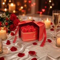 Leabon Hartvormige Cadeaupapierdoos Rood Rozen Gevuld Lint Sluiting met Drukknoop voor Valentijnsdag Liefdesgeschenk Verpakking Groothandel Fabriek