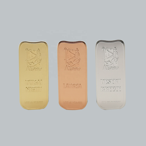 Metal logo <strong>Sticker</strong> for Clothes Tag Plate Charm Design Parfum Aluminum Nameplate 3d Embossed Custom Metal Perfume Bottle Label - Product Image 5