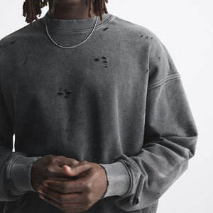 Felpa da <span class=keywords><strong>uomo</strong></span> Vintage Wash Streetwear <span class=keywords><strong>girocollo</strong></span> 100% cotone oversize con cappuccio a tracolla in bianco - Product Image 4