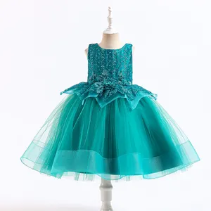 New satin cotton lining princess baby girl party dress children frocks design flower girls' dresses
