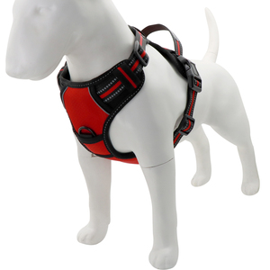 <b>Black</b> Adjustable Breathable Reflective Padded Dog <b>Harness</b> Medium Size Buckle Closure Simple Style for Dogs - Product Image 5