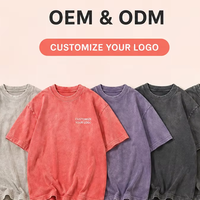 T-shirt en coton unisexe rétro streetwear, coupe oversize décontractée, couleur unie, respirant, effet délavé, épaules tombantes, grandes tailles, OEM ODM