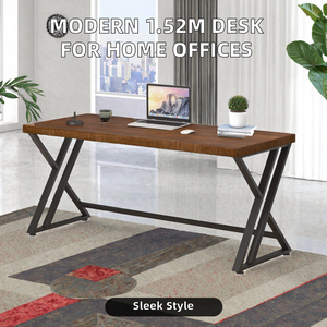 Toptrue Modern 1.52m Solid Wood & Steel Pipe <b>Computer</b> <b>Desk</b> for <b>Home</b> Offices Administrative Work & Study Villas-Removable Design - Product Image 2