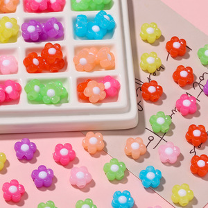 Acrylic Flower Beads Colorful Loose Beads For Bracelet Making DIY Jewelry <b>Accessories</b> 10mm Multicolor Plastic Beads - Product Image 1