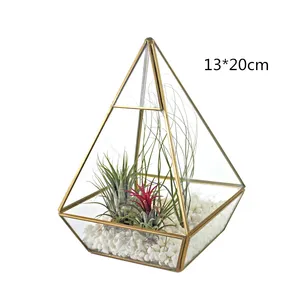 2019 yeni ürünler cam dekoratif altın geometrik cam Terrarium toptan