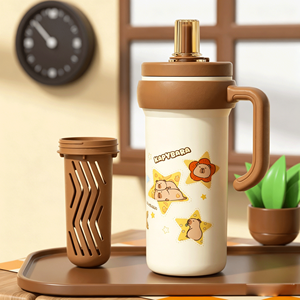24oz tumbler <b>with</b> <b>straw</b> vacuum double-wall insulated stainless steel tumbler <b>with</b> <b>straw</b> Removable tea infuser tumbler lucu - Product Image 3