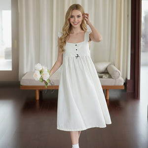 Chemise de nuit confortable pour femme, coupe ample, en tissu respirant, sans manches, avec coussinets de poitrine, idéale pour l'été - Product Image 2