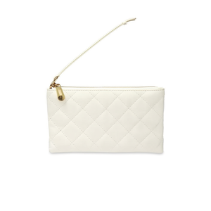 Portefeuille long antivol en cuir PU pour femme avec fermeture éclair, design personnalisable pour un usage quotidien, style matelassé blanc de 7 pouces - Product Image 1