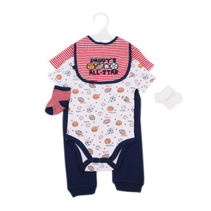 Conjunto de 5 Piezas de Ropa para Bebé Niña con Estampado Animal, Pantalones, Babero, Calcetines, Mono, Pijama y Camiseta para Recién Nacida - Product Image 2