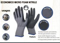 Gants de travail en nylon et spandex 15G, enduits de nitrile NBR micro-mousse, pour l'assemblage automobile de précision