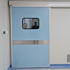 Porte coulissante automatique industrielle <span class=keywords><strong>en</strong></span> acier à isolation thermique à roulement rapide avec isolation phonique, résistance au feu de 4 heures, garantie de 2 ans - Product Image 3