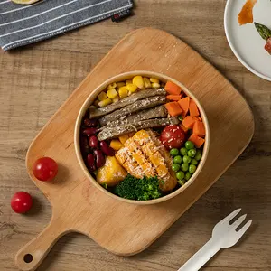 Paket ve gıda depolama için tek kullanımlık Kraft kağıt salata kasesi
