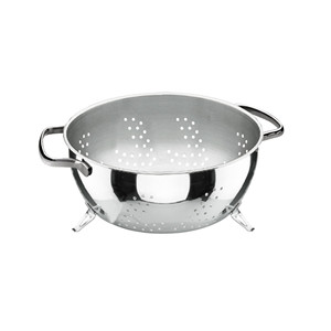 Scolapasta in acciaio inox con manici e gambe per uso in cucina - Product Image 1