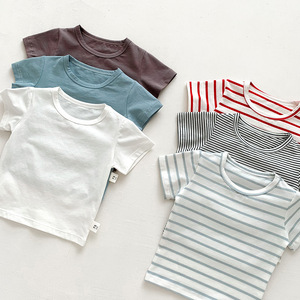 Verano niños niñas <span class=keywords><strong>Camiseta</strong></span> de manga corta algodón fino infantil <span class=keywords><strong>rayas</strong></span> Tops ropa de bebé - Product Image 2