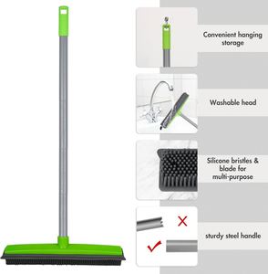 Adjustable <b>Rubber</b> Eco-Friendly Water Resistant Pet Hair Removal Broom Brush Dust Scraper Carpet Sweeper Wash Mop Telescopic - Product Image 2