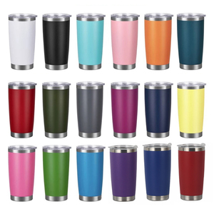 Tasses de voyage isothermes personnalisées avec logo, en acier inoxydable à double paroi, 20 oz, avec couvercles - Product Image 1