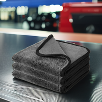 Serviettes de séchage en microfibre à double boucle torsadée sans bord pour le nettoyage et l'entretien des voitures, 1200 g/m²