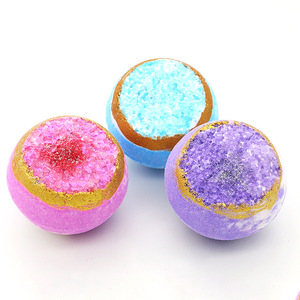 Bombes de bain effervescentes personnalisées en forme de géode, aux cristaux colorés et au sel marin, nourrissantes, pour SPA, cadeaux pour femmes et filles, relaxation - Product Image 6