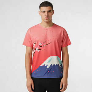 Camiseta gráfica de algodón para hombre, estilo oversize, con estampado de cerezo del Monte Fuji japonés, informal, de manga corta. - Product Image 2