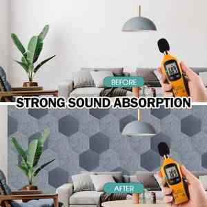 Tablero de pines de fieltro de panel acústico de poliéster hexagonal moderno personalizado para solución de diseño gráfico de pared decorativa de Hotel - Product Image 3