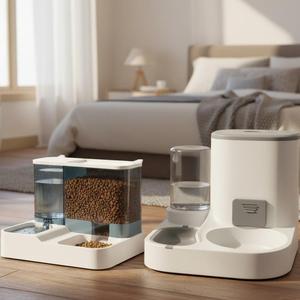 Dispenser automatico per cibo e acqua per animali domestici, doppia ciotola di grande capacità, alimentatore standard traslucido - Product Image 1