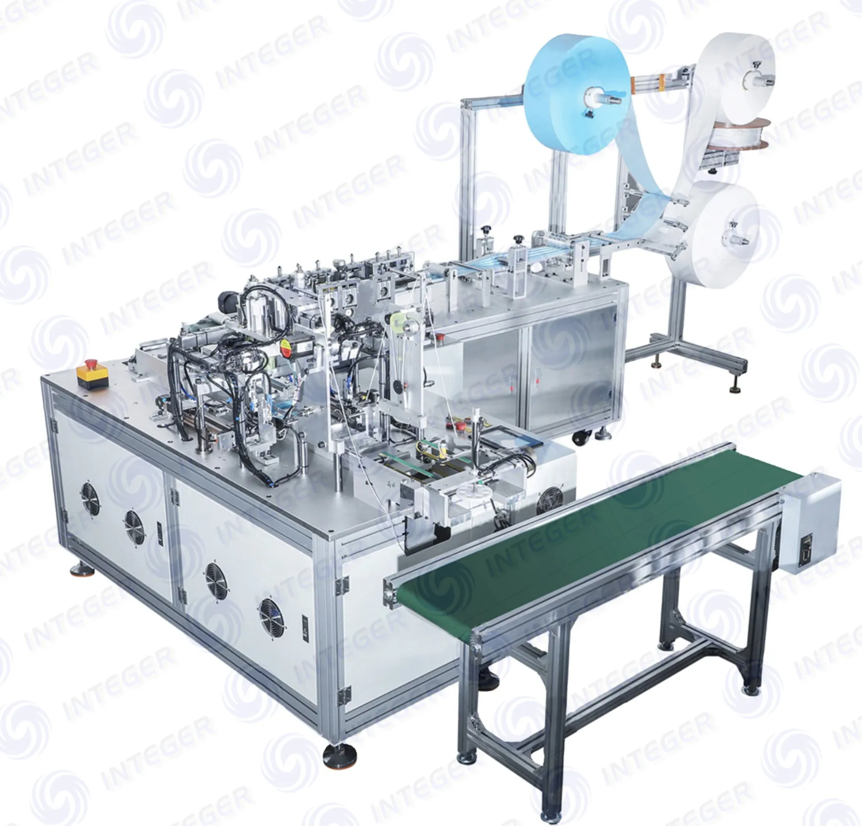 Manufacturer 1+1 Highspeed Fully Automatic Disposable Flat Mask Machine and Earloop Welding Machine
