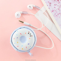 2024 KIKI SHOOT headset 3.5mm headphone berkabel lucu untuk anak perempuan dengan mikrofon kelinci donat kotak penyimpanan earphone