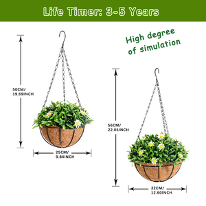Decoración de boda <span class=keywords><strong>para</strong></span> el hogar, hoja verde artificial con flor de Margarita blanca en cadena con forro de coco, cesta redonda, <span class=keywords><strong>para</strong></span> la boda, en el hogar, en el exterior - Product Image 4