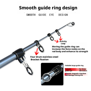 Canne à pêche télescopique en fibre de carbone ultra-lourde, action extra rapide, guides en céramique, poignée en EVA, 4 brins, pour la pêche en eau salée au bar. - Product Image 3