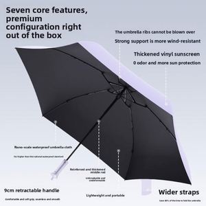 Parapluie de poche télescopique 6 plis avec revêtement anti-UV noir, logo personnalisé OEM, mini capsule, pour femmes et filles, cadeau d'entreprise - Product Image 4