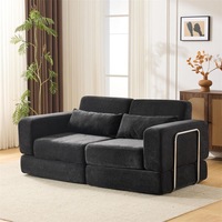 Sofá Cama Modular de Lujo Moderno para Sala de Estar, en Forma de L, 2 Plazas, de Terciopelo, Diseño Interior Reclinable sin Estructura de Compresión