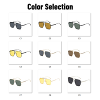 Lunettes de soleil polarisées hexagonales personnalisées avec logo OEM, monture en métal doré, double pont, verres verts, vente en gros