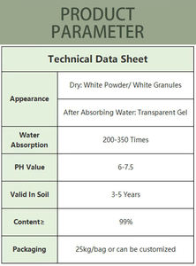 โพแทสเซียมโพลีอะคริเลต SAP โพลิเมอร์ดูดซับน้ำพิเศษสำหรับการเกษตร - Product Image 6