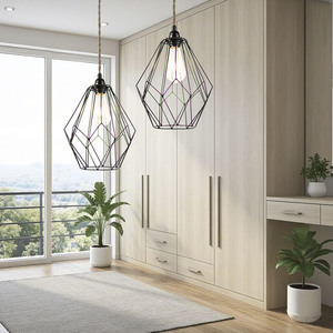 Lámpara colgante nórdica minimalista E27 de hierro negro para sala de estar y comedor - Product Image 2