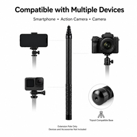 Asta di Prolunga in Fibra di Carbonio 3M, 9 Sezioni, 256g, Leggera, 46cm Piegata, Impermeabile, Bastone Selfie per Action Camera, Carico 2-5kg, Universale
