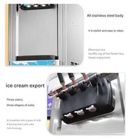 Machine à glace molle commerciale sur pied, 3 saveurs