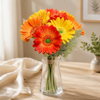 Buket Bunga Gerbera Daisy PU Buatan, Realistis, Tahan Air, Buatan Tangan untuk Dekorasi Rumah, Pernikahan, Natal, dan Pesta