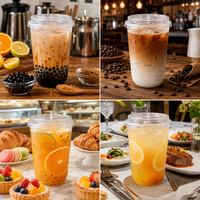 Gobelets en plastique transparent à fond rond avec couvercles à bec verseur, gobelets jetables pour café glacé avec couvercles sans paille, gobelets à emporter pour boissons froides