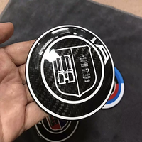 Autocollant de logo de voiture en fibre de carbone véritable forgée universelle personnalisée pour BMW, emblème de moyeu de roue, style sport