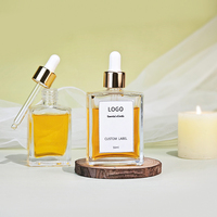 Vente directe d'usine, flacon compte-gouttes carré transparent à col vissé, flacon d'huile essentielle, flacon cosmétique pour voyage
