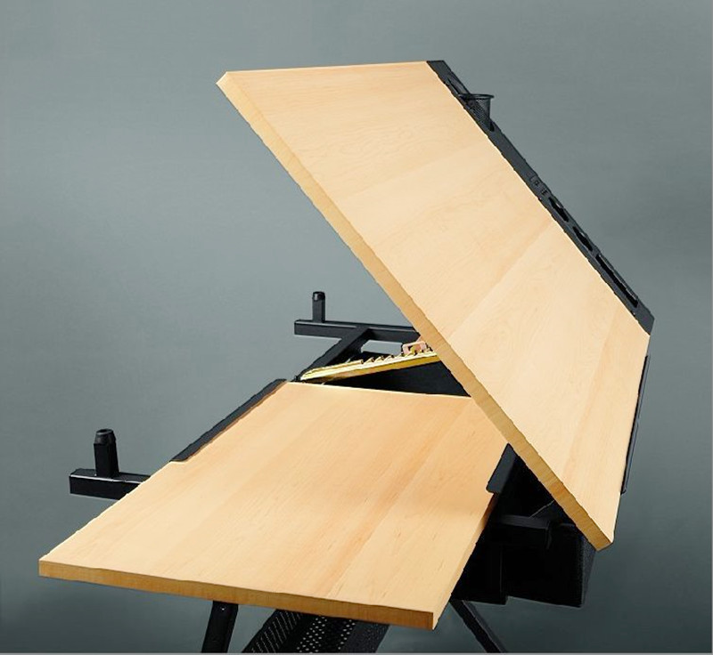 Home Office Drawing Desk Station Tempered Glass Adjustable Drafting Table