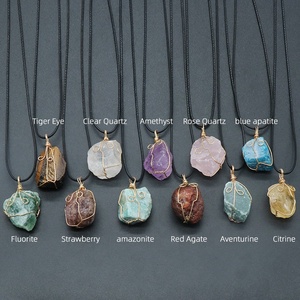 Ciondolo in seta di pietra <span class=keywords><strong>grezza</strong></span> di cristallo rosa bianco ametista Fluorite <span class=keywords><strong>giada</strong></span> irregolare collana di pietra accessori - Product Image 2