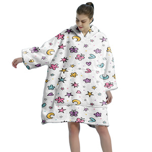 Wholesale Sherpa Lined Wearable <strong>Hoodie</strong> Blanket Super Soft Flannel Oversized <strong>Snuggle</strong> Blanket <strong>Hoodie</strong> with Pocket - Product Image 5