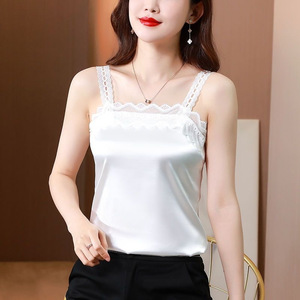 Lace Camisole Tank Top For Women Red Summer Plus Size Slim Fit Base Layer French Style Top - Product Image 3